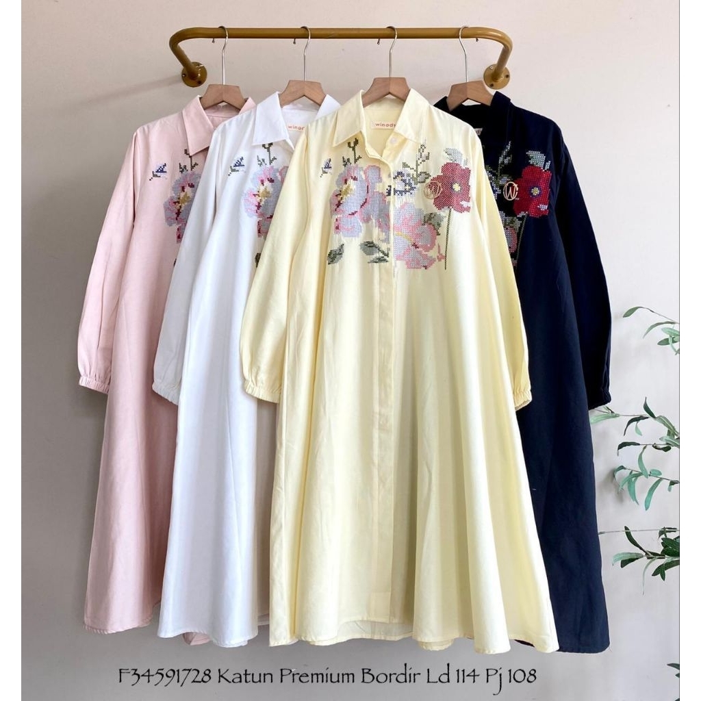 Long tunik katun bordir premium