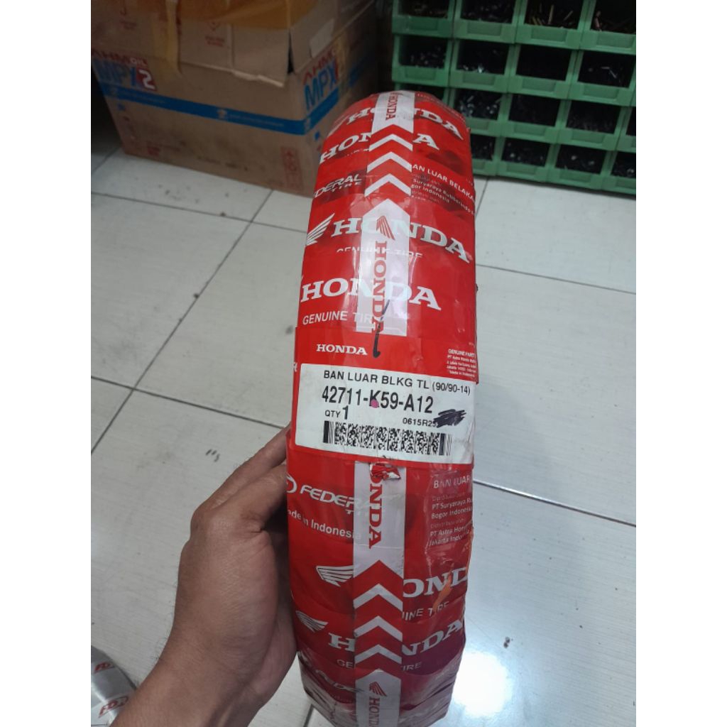 Ban Tubeless Motor Matic Honda K59 Federal 90/90-14 - Ban belakang Ori, Tubeless, Cocok untuk Beat, 