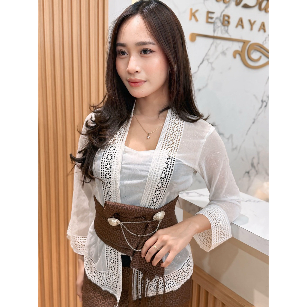 Kebaya jadi sifon bordir motif gold