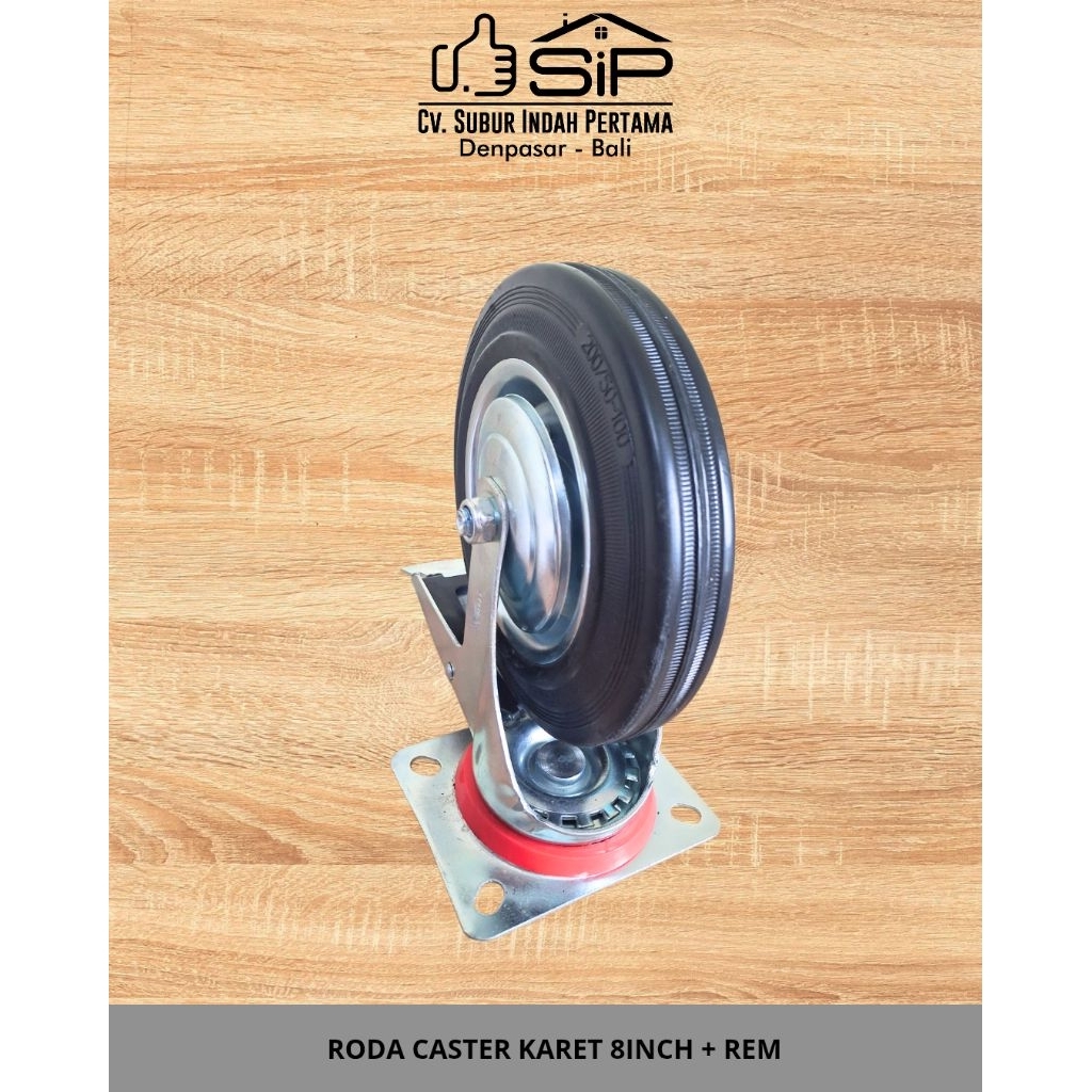 RODA CASTER KARET 8INCH + REM