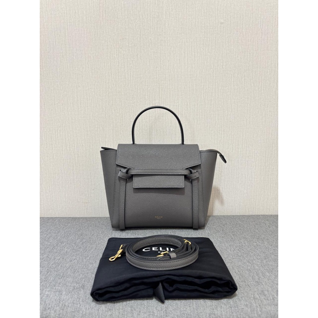(PRELOVED) Celine Nano Belt Bag Dark Grey GHW 2021