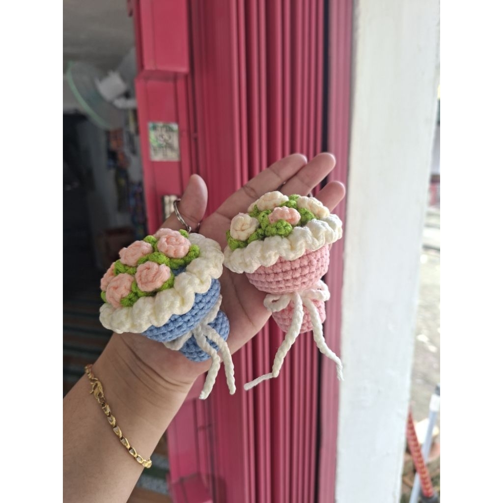 gantungan kunci buket bunga mini || buket bunga rajut || rajut|| buket bunga mini
