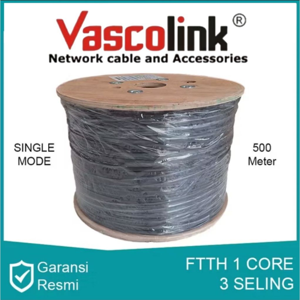 Kabel Drop Wire Optik Vascolink / DW FO FTTH 1 core /500M
