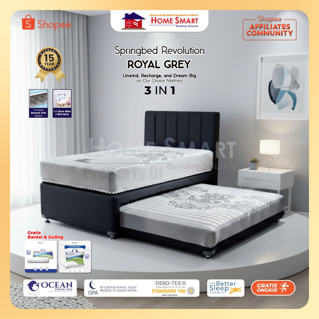 FULLSET SPRINGBED OCEAN ROYAL GREY