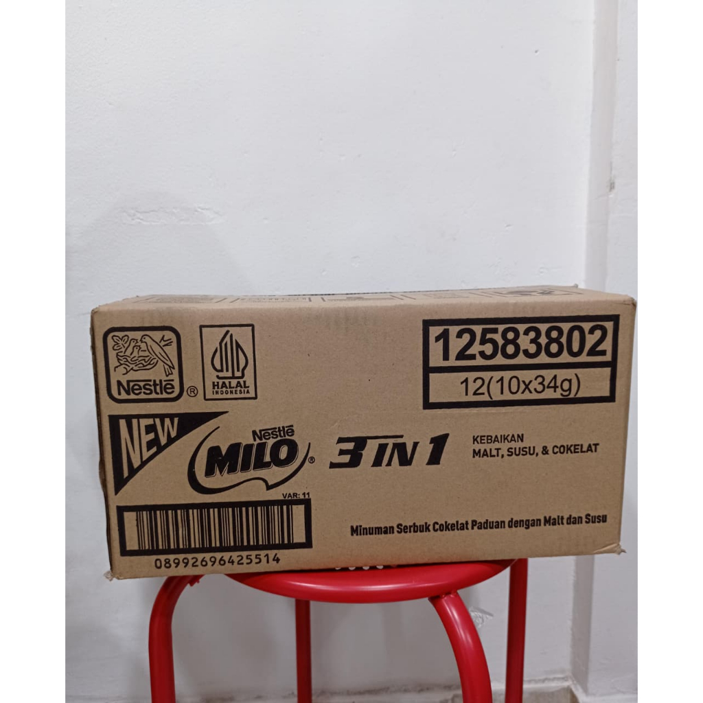 Susu Milo 3in1 Sachet Isi 120x34gr / Susu Milo 3in1 Dus Karton / Susu Milo Cokelat 3in1