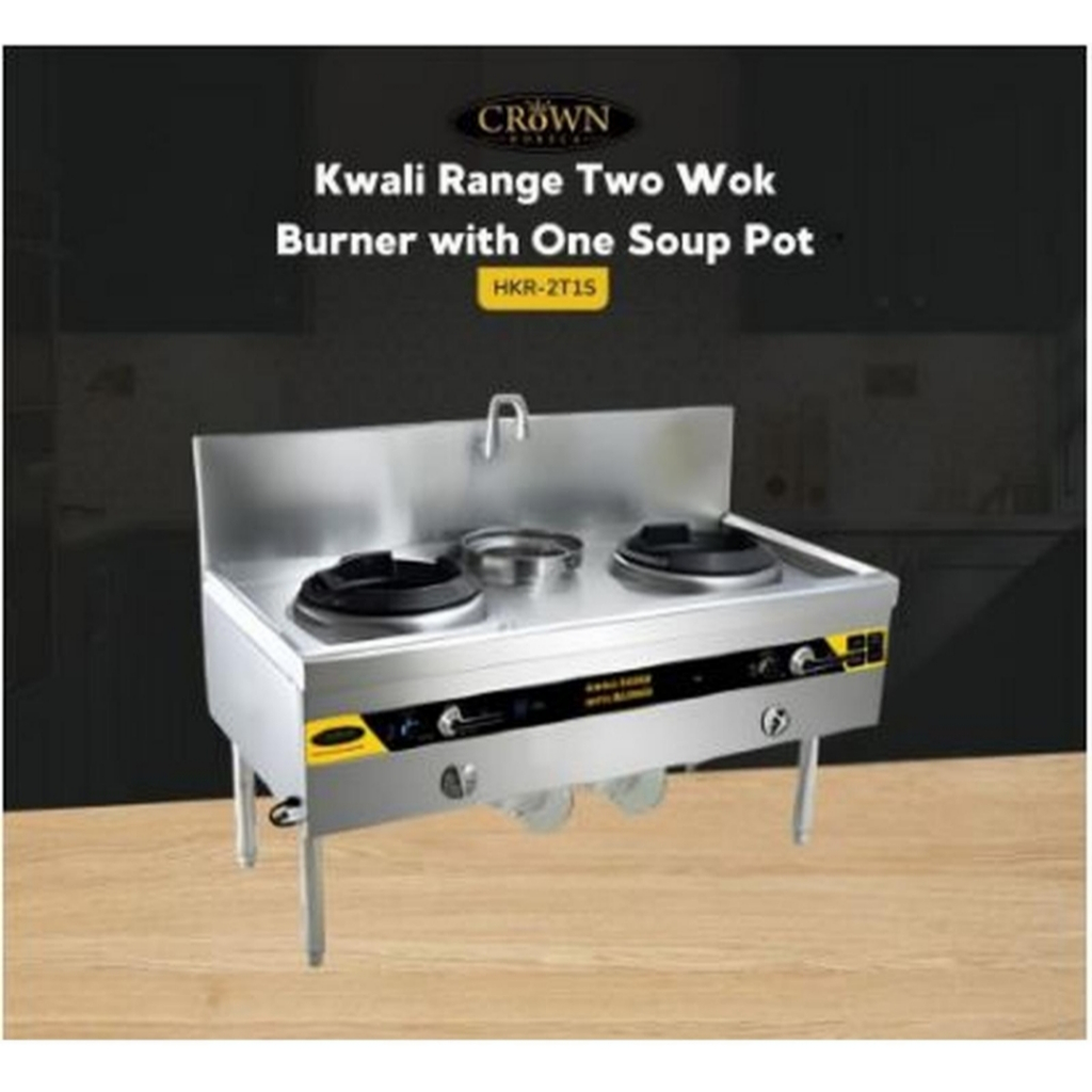 Gas Kwali Range High Pressure CROWN HKR-2T1S 2 Burner 1 Soup Ring HKR2T1S Kompor Gas HKR 2T 1S