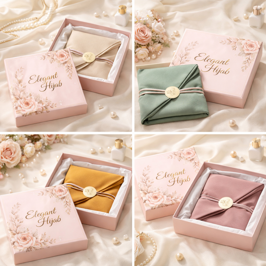 Kotak Box Custom Premium – Kemasan Sarung, Hijab, Songkok, Souvenir, Mukena dll  Logo sendiri 500pcs