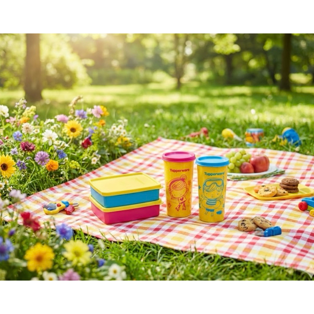 Tupperware Happy Day Lunch Box and Tumbler