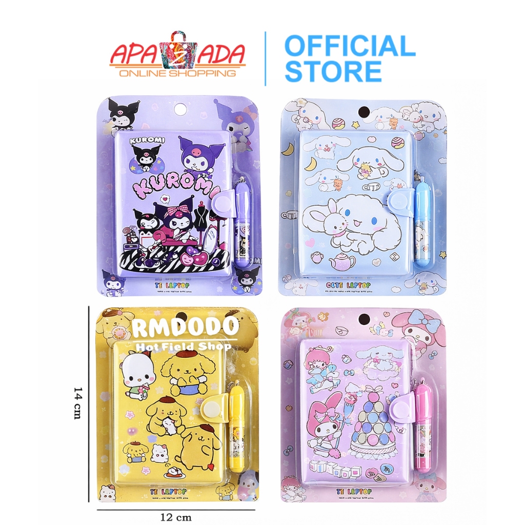 Apazada - Buku Tulis Mini Sanrio + Pena / Notebook Diary Kecil Karakter / Minibook E-001