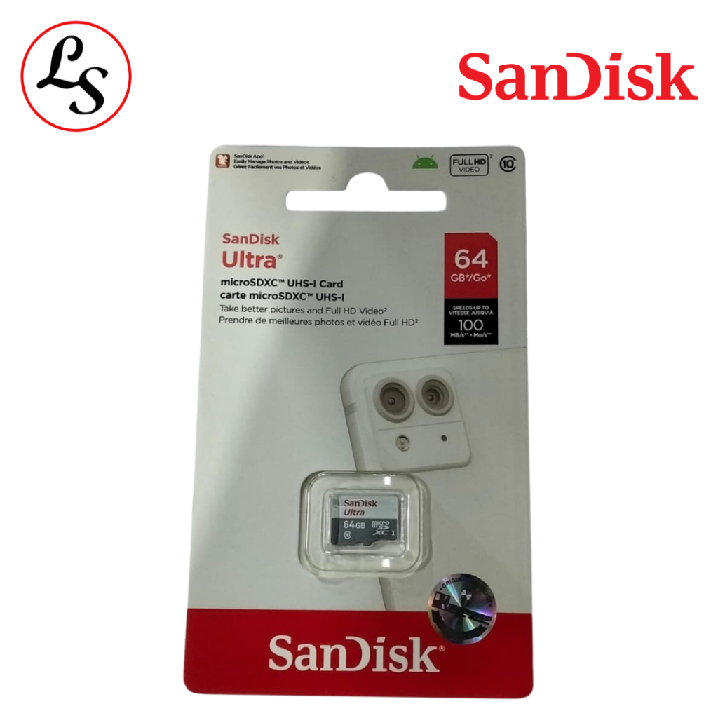 SANDISK MICRO SD 64GB CL10 100Mbps / kartu memori micro sd 64 gb