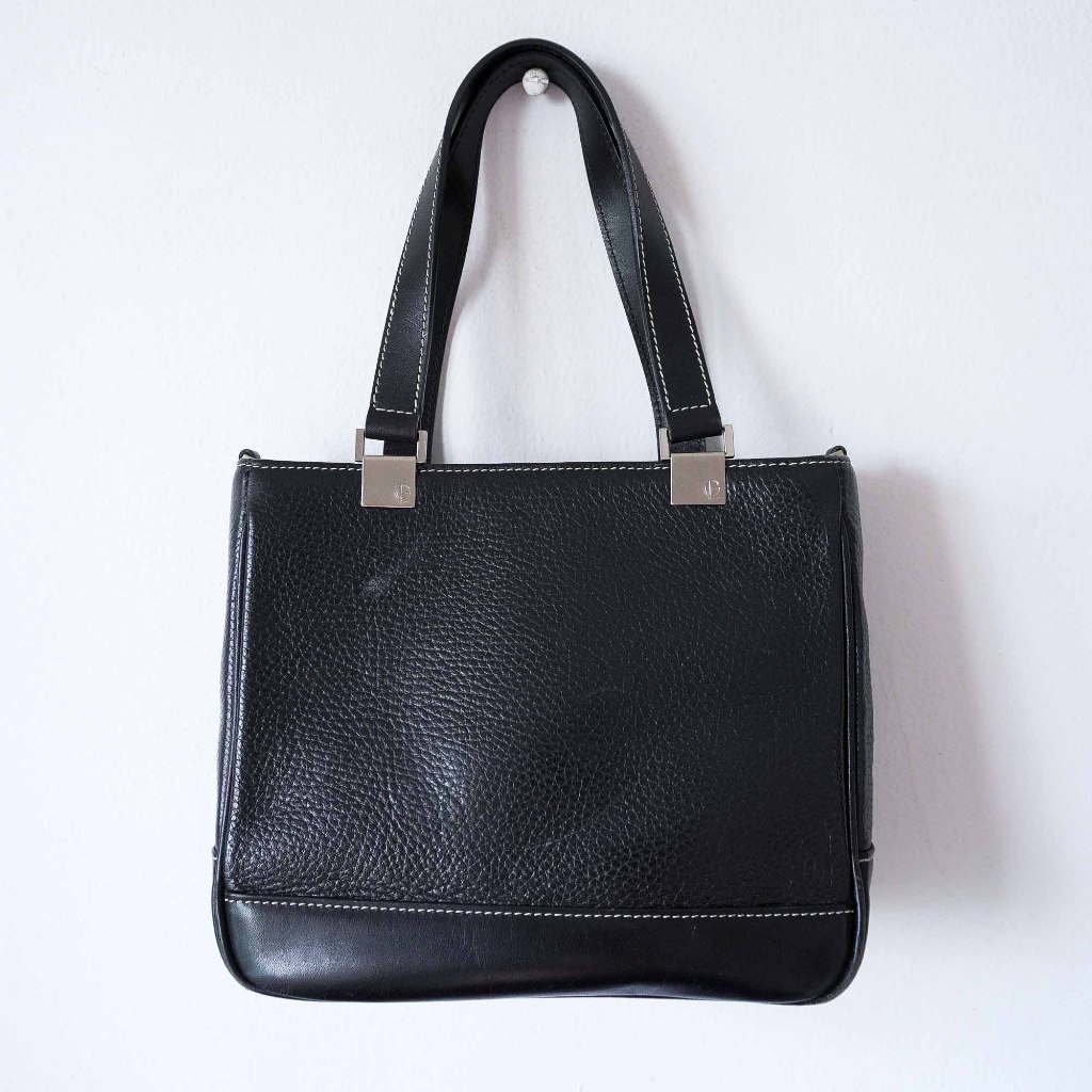 Guy Laroche, Vintage Leather Handbag, Black - Preloved