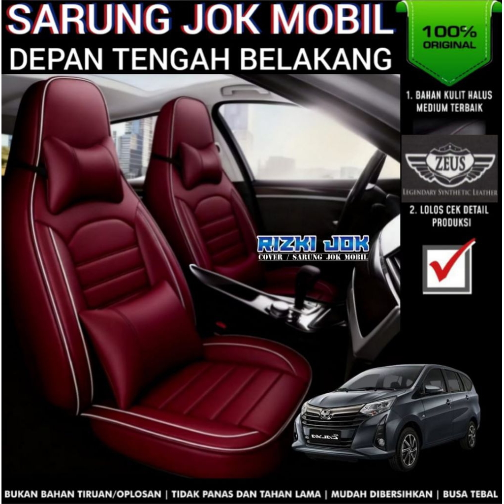 Zeus Original sarung jok mobil calya sigra 2016 - 2026 full set 3 baris