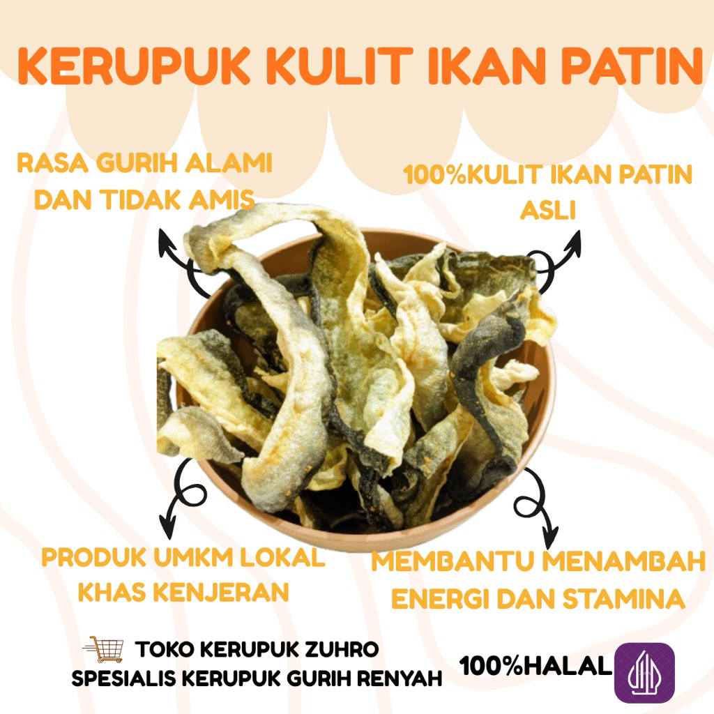 Kerupuk Kulit Ikan Patin Khas Kenjeran Surabaya 100/250gram