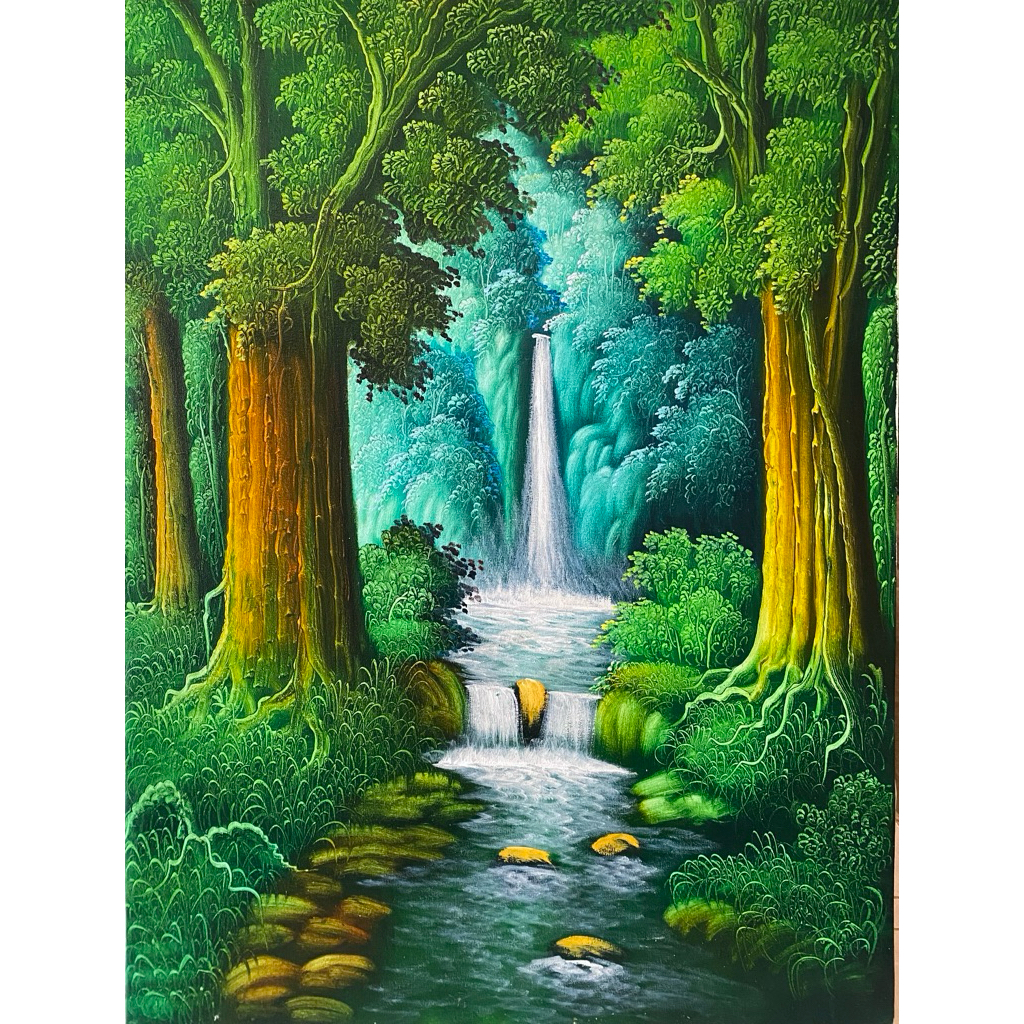 Lukisan Air Terjun, Lukisan asli, lukisan Canvas, Lukisan Bali