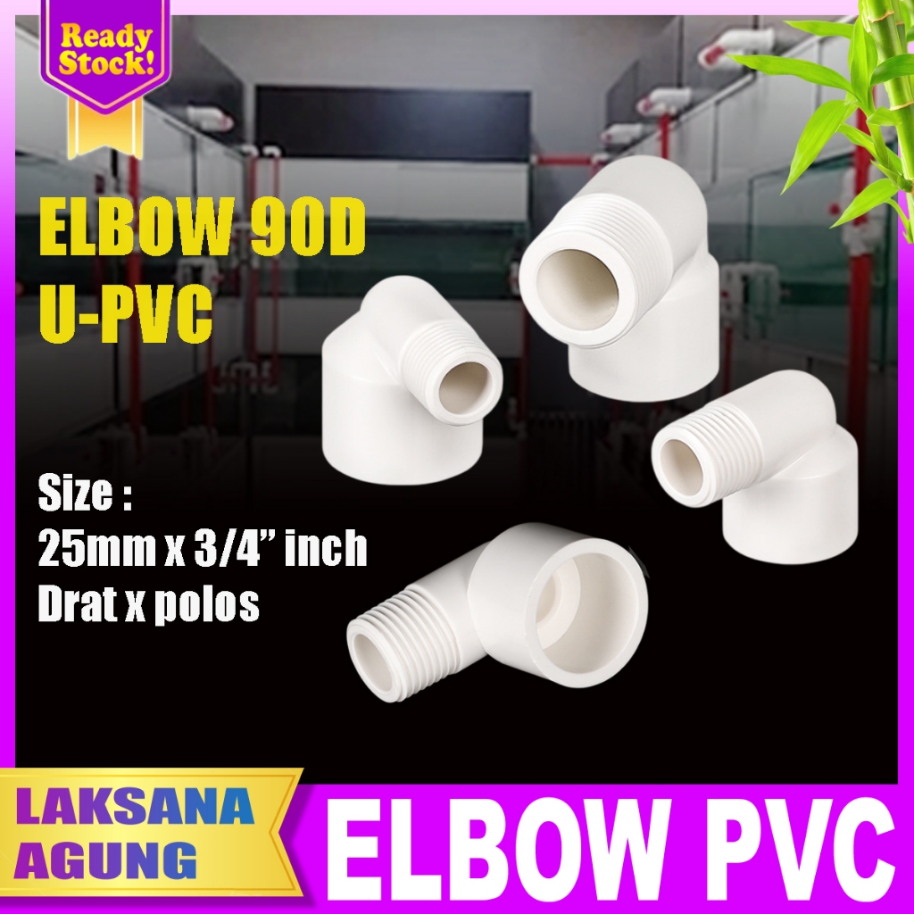 [25mm] Elbow Aquarium Drat Luar X Polos 3/4"x25mm | Knee PVC Aquarium Drat Luar X Polos 3/4" x 25mm