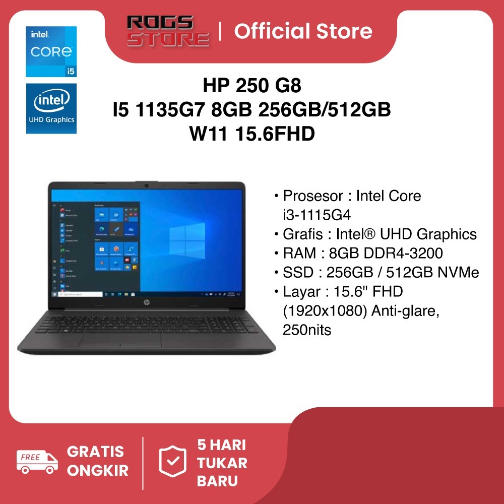 HP 250 G8 I5 1135G7 8GB 256GB W11 15.6FHD