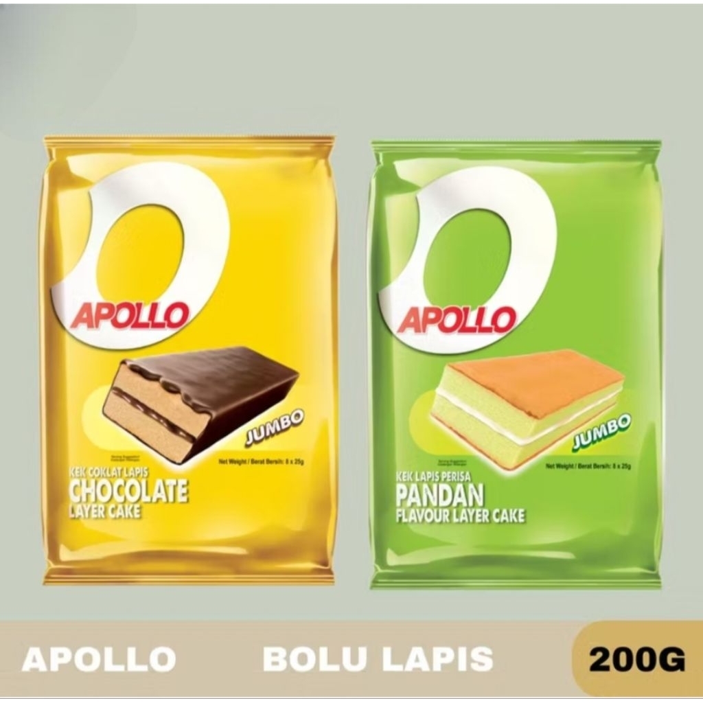 Apollo Bolu Cake Lapis Pandan Chocolate Layer Cake Jumbo 200gr