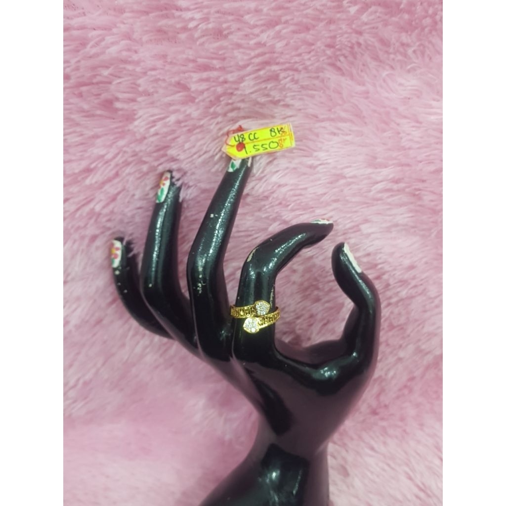 CC1015DLM Cincin model tinju love permata emas kuning asli berat 1.550 no.16 d.1,7 kadar 375% 8K Toc