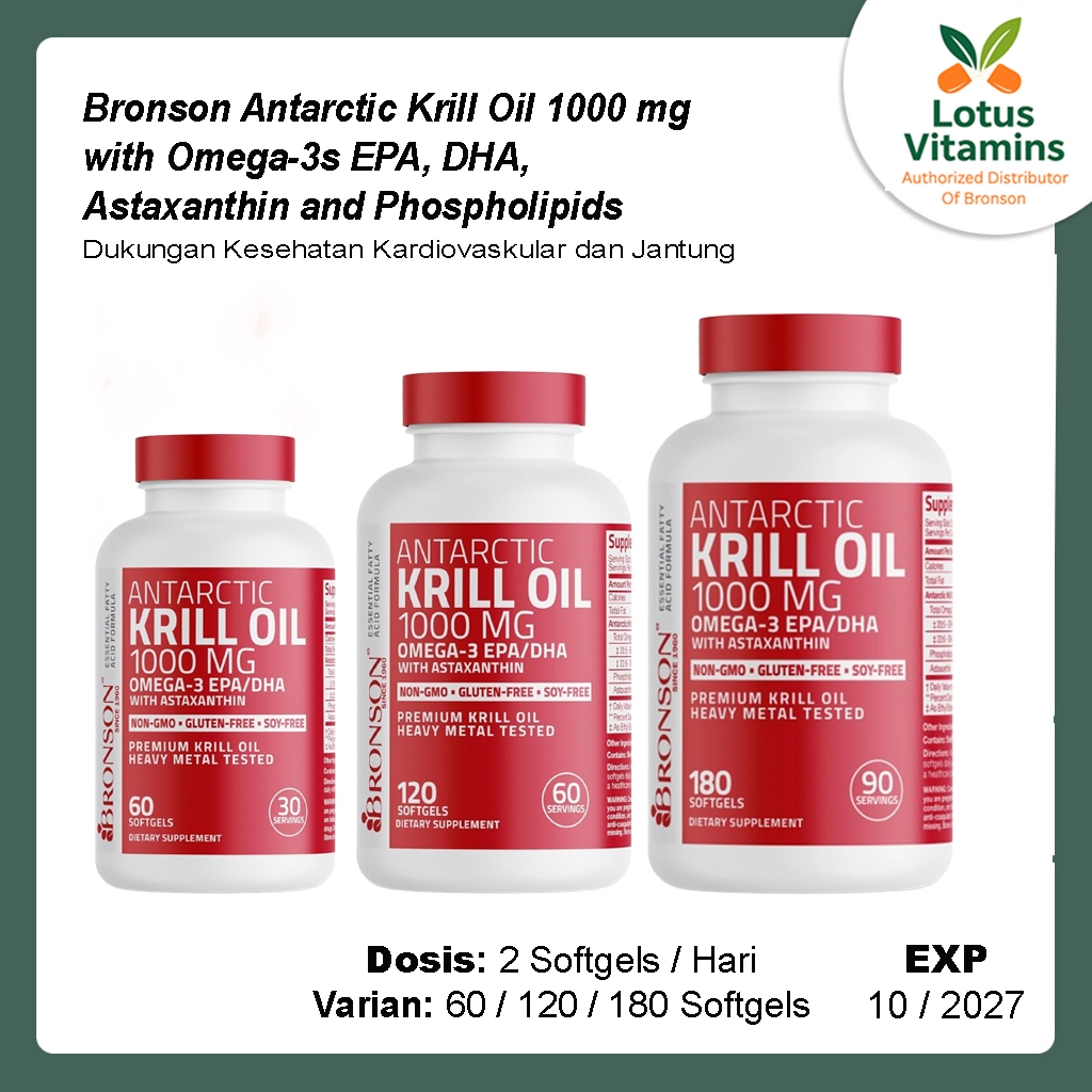 Bronson Antarctic Krill Oil 1000Mg With Omega 3 EPA DHA Astaxanthin OR Omega-3 Fish + Krill
