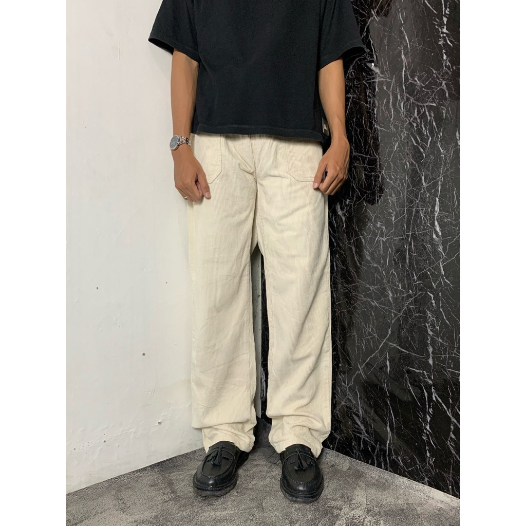 Fatigue Corduroy Pants Broken White by QT8