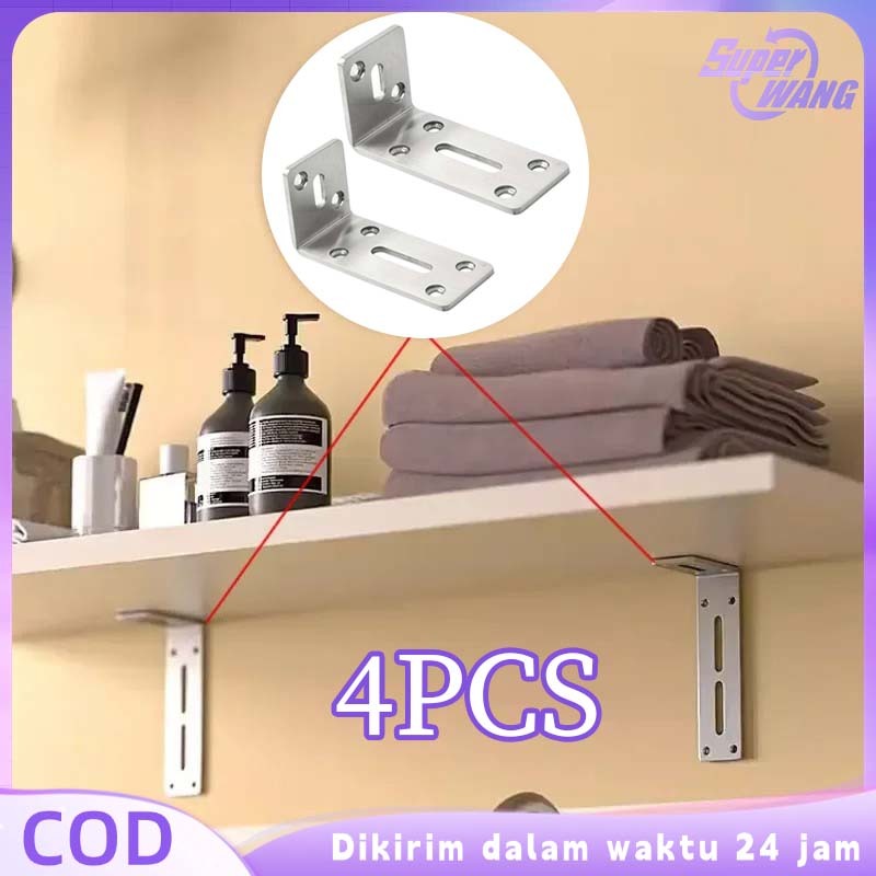 4pcs Bracket Siku L Plat Siku Penyangga Plat Siku L Siku L Penahan Ambalan Rak Siku Penyangga Dengan