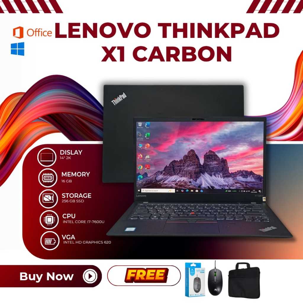Laptop Thinkpad X1 Carbon Core i7-7600U RAM 16 GB SSD 256 GB NVMe LED 14 Inch OLED (2K) Keyboard Bac