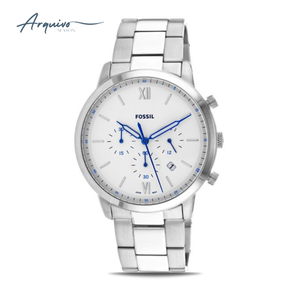 Jam Tangan Pria Fossil Neutra Chronograph Silver Stainless Steel Mewah Original FS5433