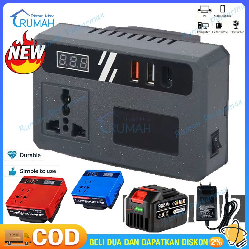 Inverter 36V ke 220V 100W - 3 USB Baterai Makita soket konverter daya multifungsi Pengisi daya cepat