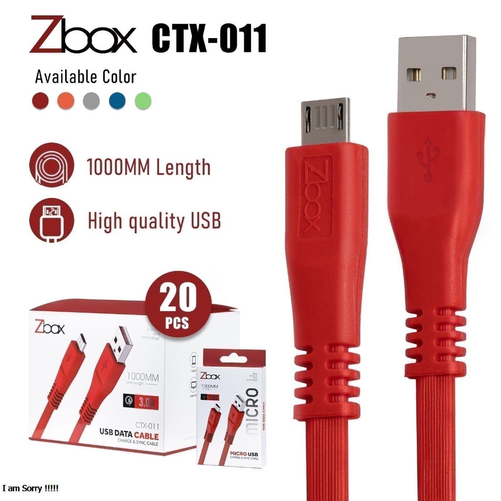 (ZBOX) KABEL DATA ZBOX CTX-011 | SUPPORT FAST CHARGING 2.4A MICRO | TYPE-C | ORIGINAL