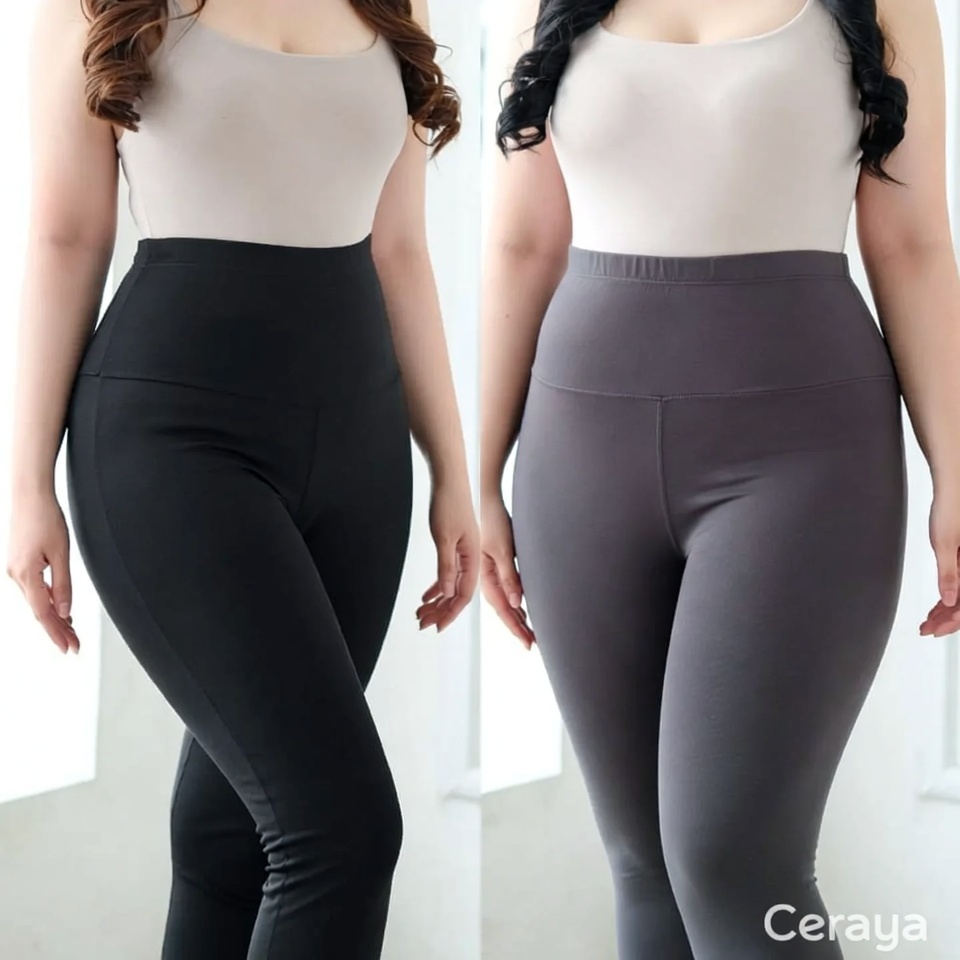 Celana Legging Panjang Polos Wanita Tebal Premium Anti Tembus Pandang Fit S-5XL