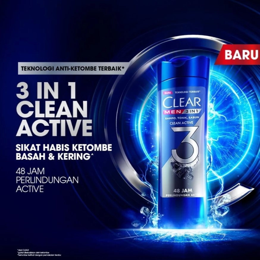 [NEW] CLEAR MEN 3 IN 1 CLEAN ACTIVE 3 - 160ML