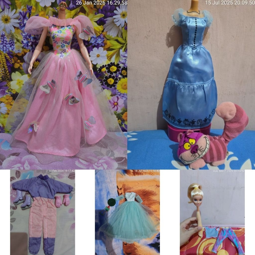 baju boneka barbie princess rosella island set ice skating salju alice disney mattel jadul vintage d