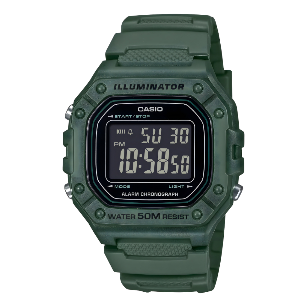 CASIO W-218H Original | Jam Digital Sport | WR 50M | Stopwatch & Alarm