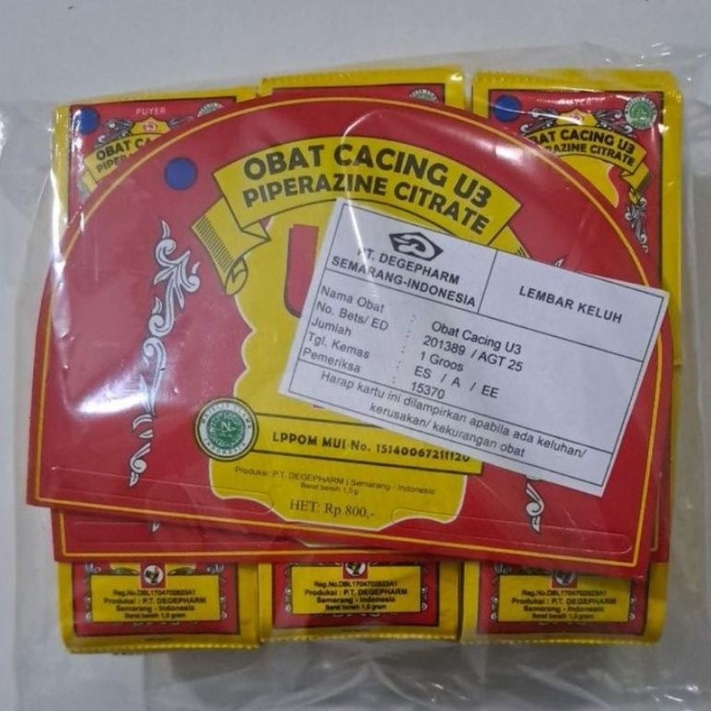 Obat cacing puyer U3 paket 1 pak isi 12 renceng