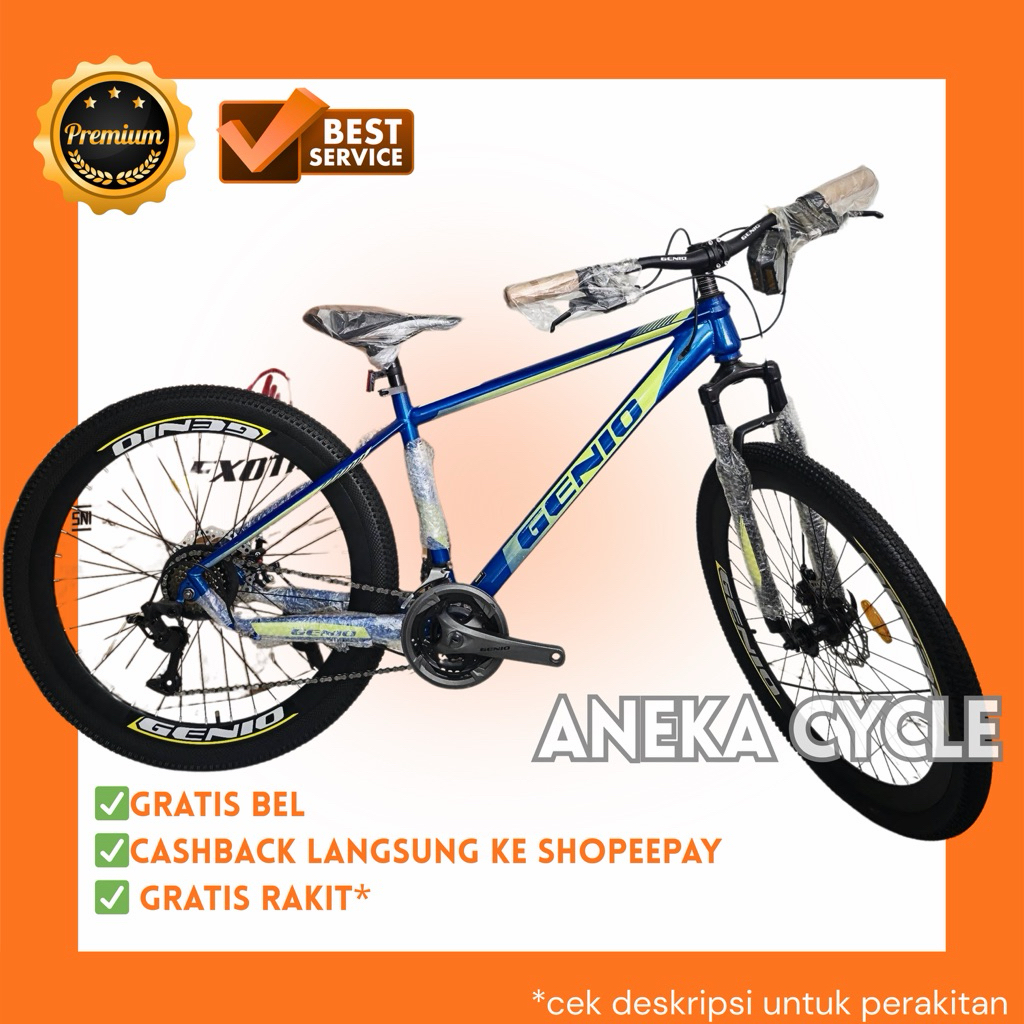 Sepeda Gunung MTB Genio 27,5 M349 Speed 3x8 Frame Besi