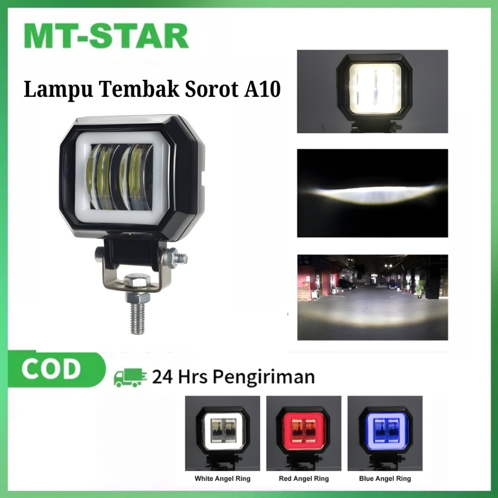 MT STAR INDONESIA Lampu Tembak Sorot LED MT Star  CWL 2 Mata Lensa 4D CREE Angel Eye Kotak Square