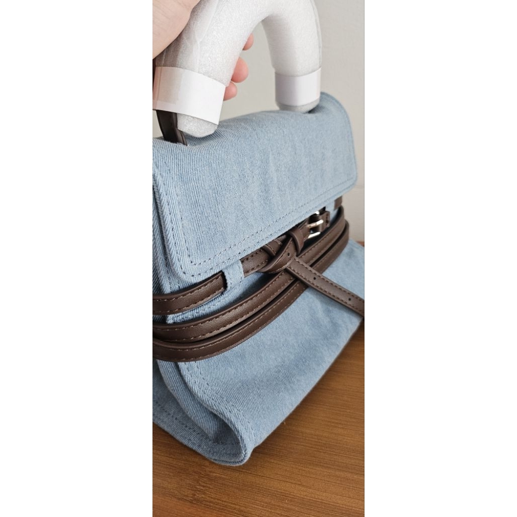 tie me bag original denim sky blue dupe moschino tie me bag tas