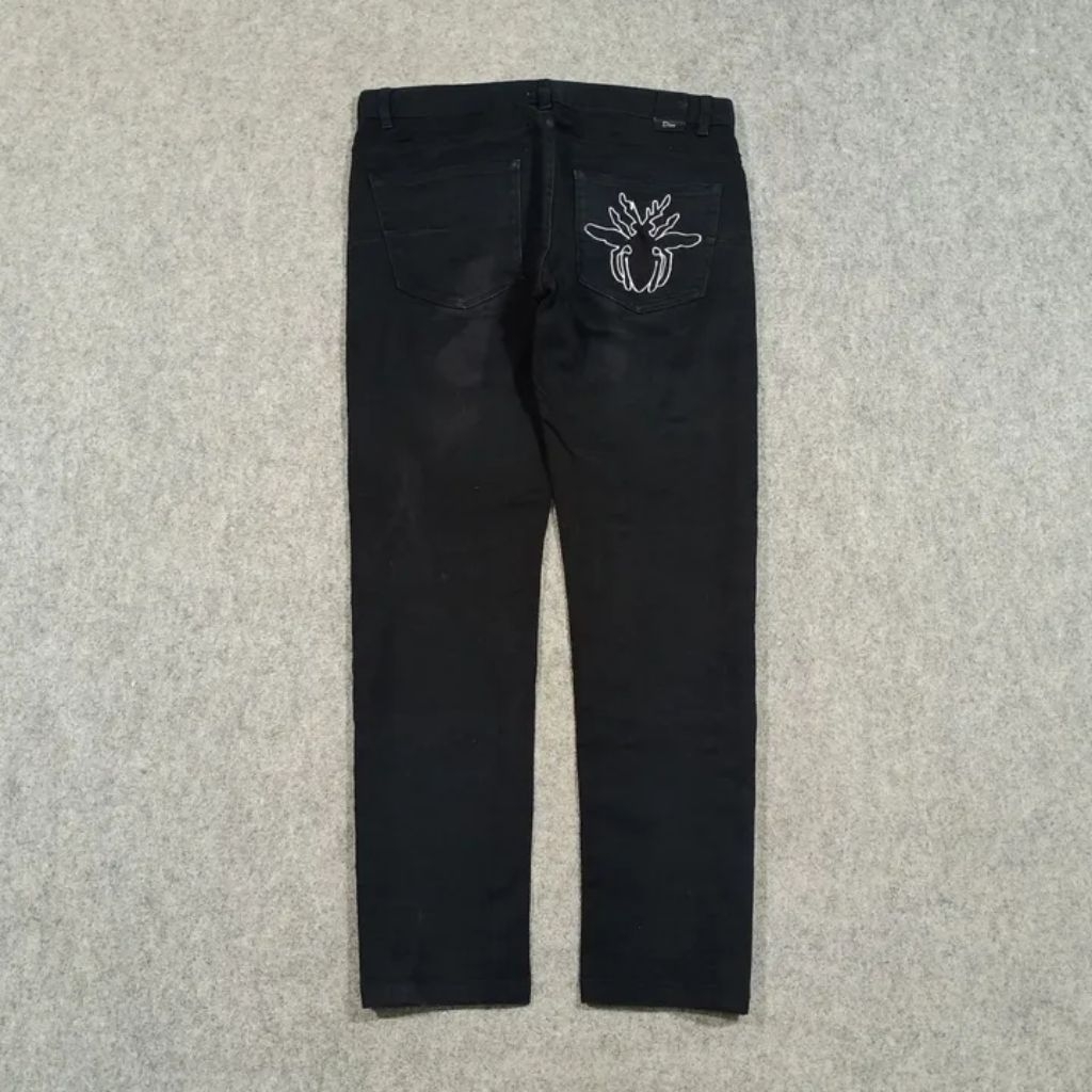 Celana slim straight jeans panjang pria jeans hitam polos DIORth size 33 second