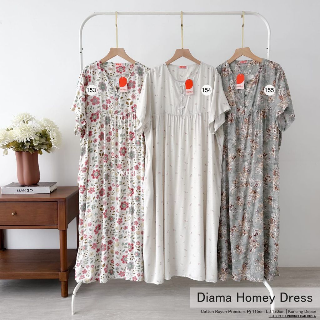 Diama Homey Dress Daster Pendek Premium Cotton Rayon Original Morist Berlabel