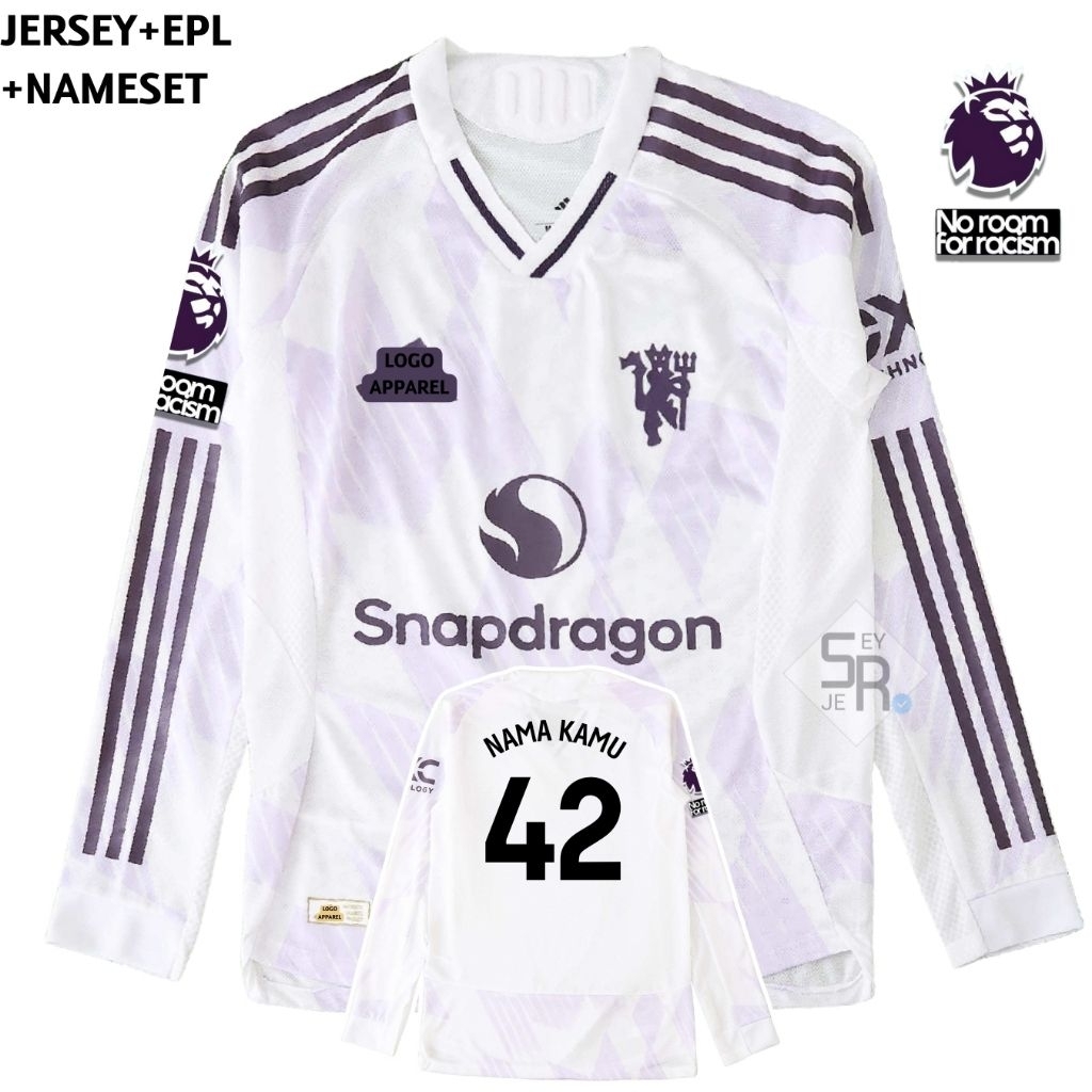 Jersey Manchester United Away Longsleeve 2025 2026 - Jersey MU Lengan Panjang Grade Original