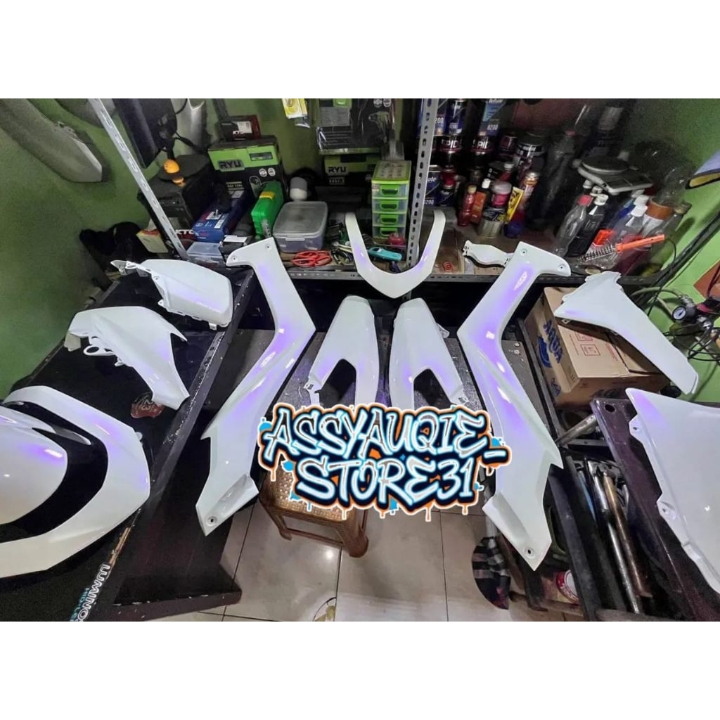 Cover Body Halus Full Set Yamaha Nmax Old/lama 2015-2019 Warna Custom Putih Lembayung Ungu