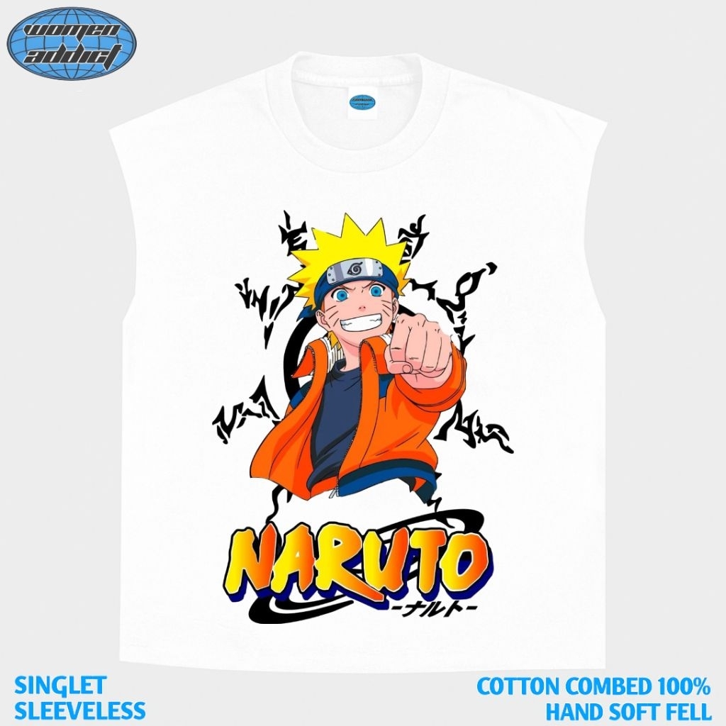 KAOS BAJU SINGLET NARUTO | SINGLET PUTIH | SINGLET BAND | KAOS BAND | BAND METAL | LEKBONG PRIA | LE