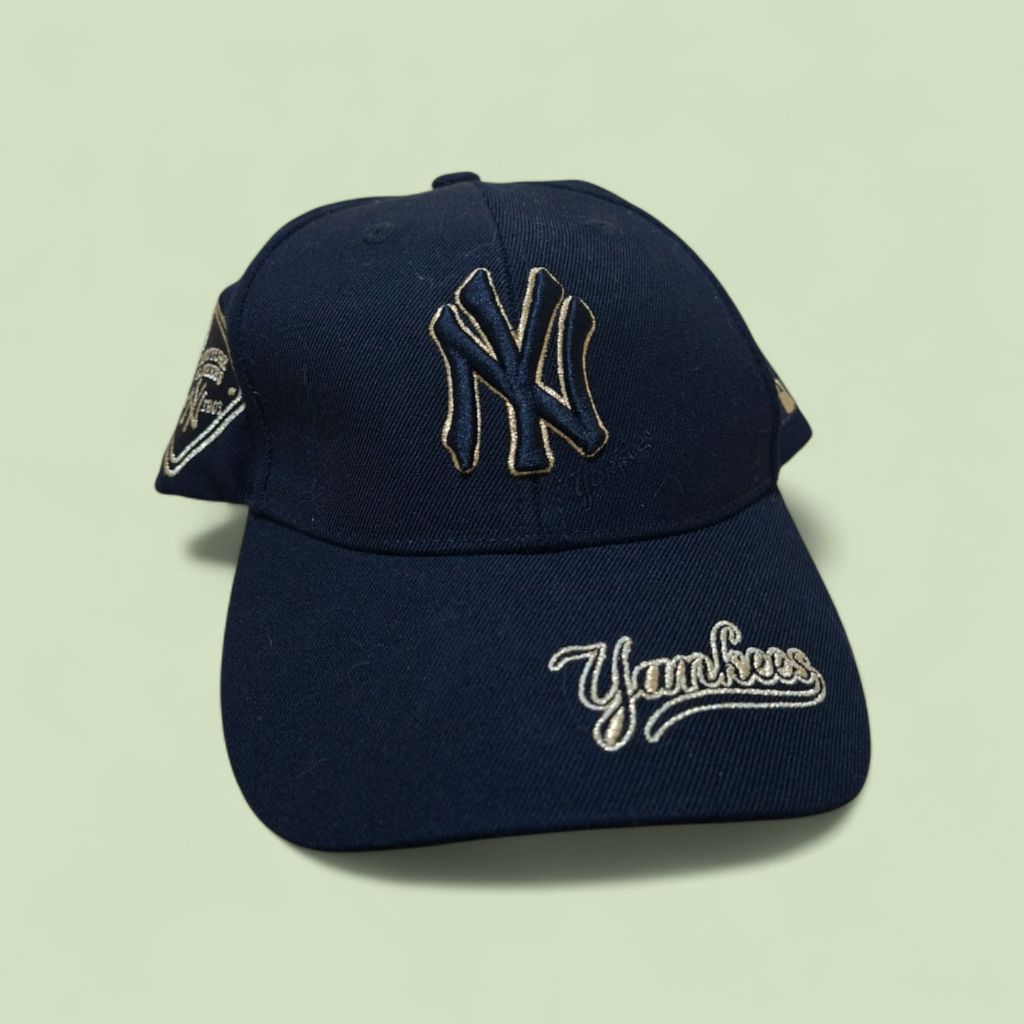 [JUAL RUGI] Topi Original New York Yankees MLB Korea Strapback Hat Adjustable HITAM - Topi Import