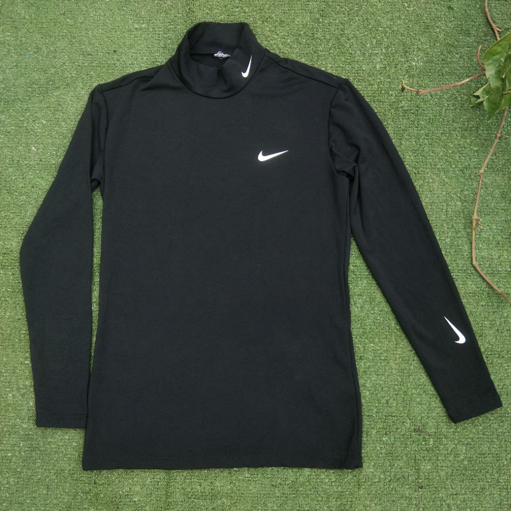 Preloved Nike Sport Dri Fit Mock Neck Black Longsleeve Baselayer Original Kaos Olahraga Running Seco