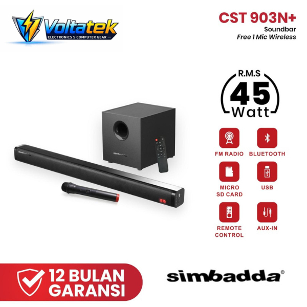Soundbar SIMBADDA CST 903N+ Speaker TV Wireless Bluetooth - FREE MIC - Karaoke Audio Set Desktop Mul