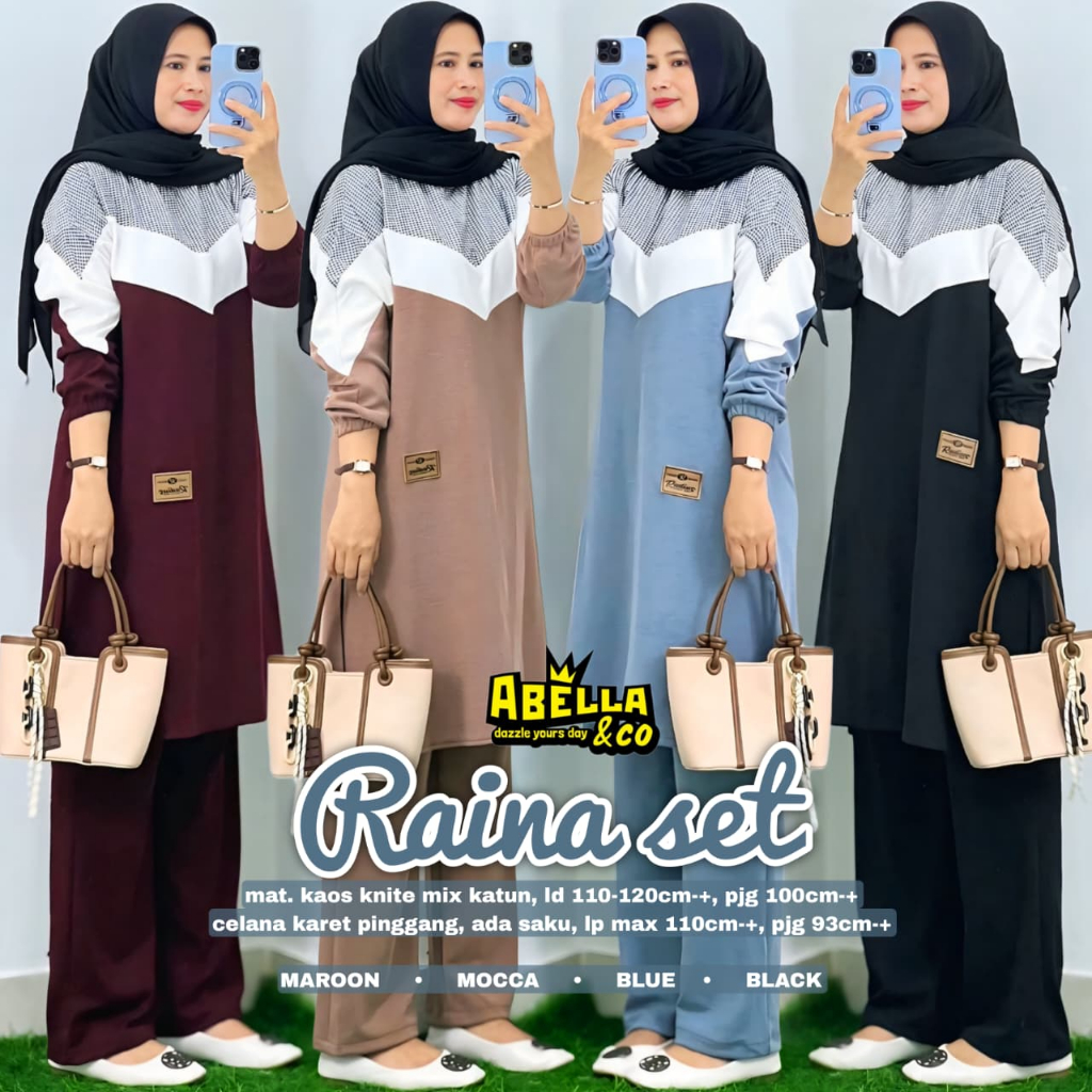 RAINA BATWI NINES MOSI ORIGINAL BY ABELLA&CO BAHAN MAT KAOS KNITE MIX KATUN KNITE MIX SEMIWOLL KAOS 
