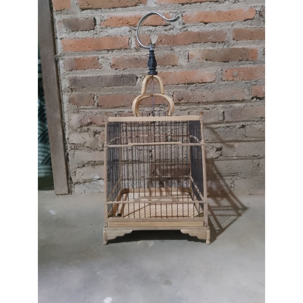 Sangkar burung cungkok full bambu