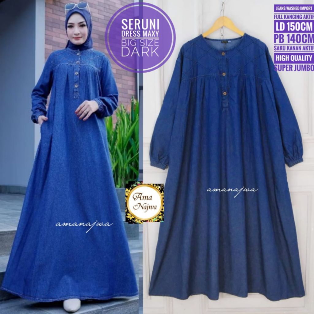 Seruni Dress Maxy Big Size LD 150 Original By Amanajwa