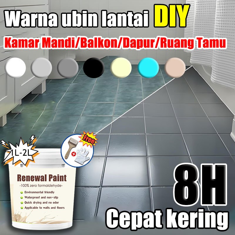 Tahan Genangan Khusus Kamar Mandi Cat Keramik Renew Renovasi lantai cat keramik lantai rumah Renew R