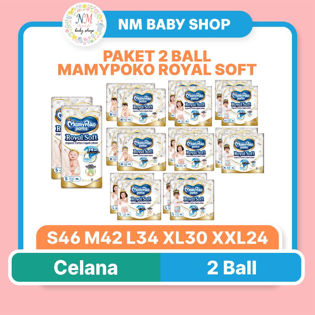 MAMYPOKO PANTS ROYAL SOFT PAKET 2 BALL T S46 M42 L34 XL30 XXL24 BOY GIRLS MAMY POKO PPKS NM